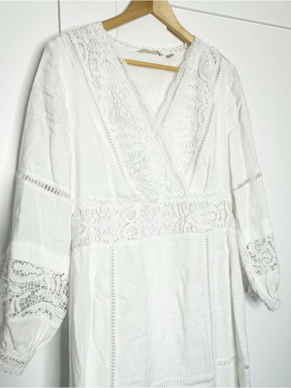 SOFT SURROUNDINGS Araminta White Linen Lace Boho Maxi Dress 10 cottagecore - Picture 5 of 14